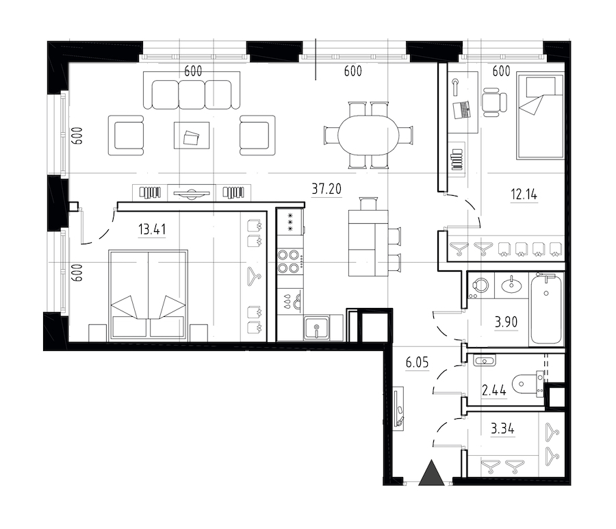 2-комнатная квартира 78.49 м², 8/9 эт., ЖК «LEGENDA Малоохтинский 68»